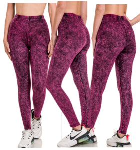Zenana Mineral Washed Leggings- S-XL