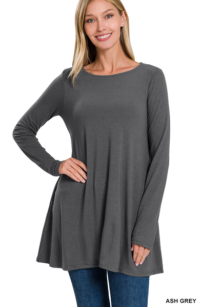 Zenana Long Sleeve Pocket Tunic Top