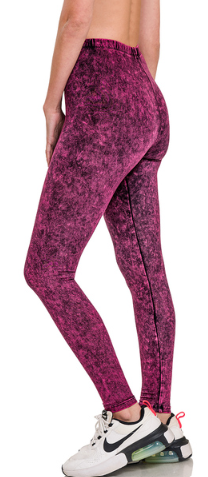 Zenana Mineral Washed Leggings- S-XL