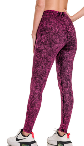 Zenana Mineral Washed Leggings- S-XL