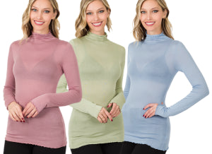Zenana Mock neck layering top- S-XL