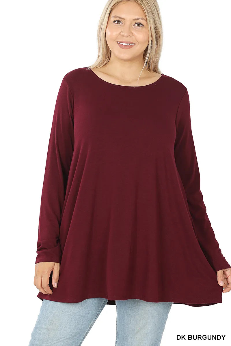 Zenana LS Pocket Tunic Top- PLUS