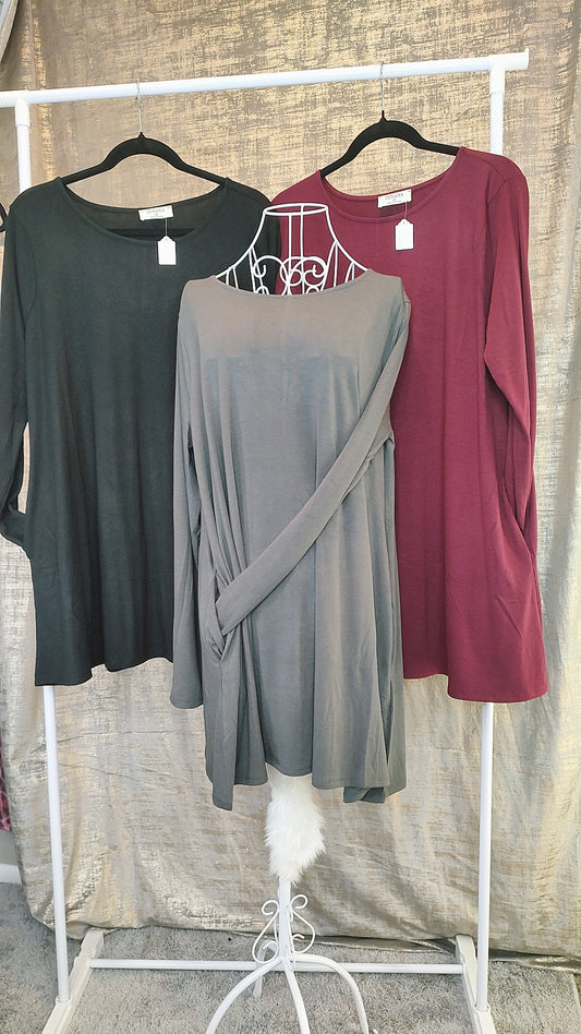 Zenana LS Pocket Tunic Top- PLUS