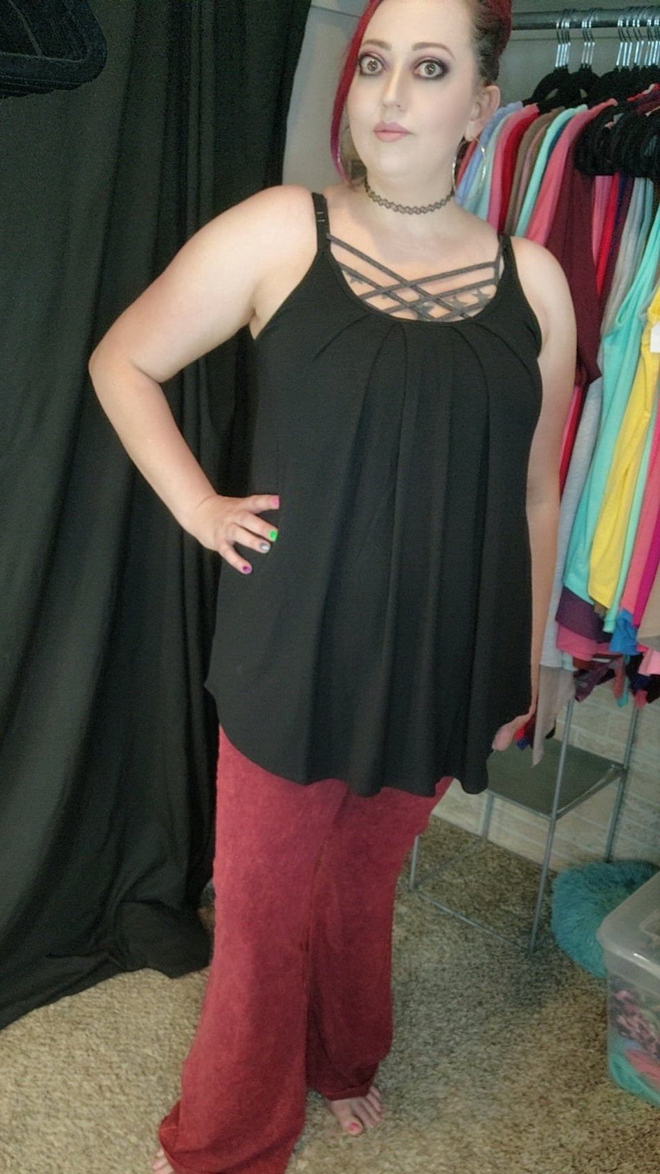 Zenana Pleated Adjustable Strap Cami-PLUS